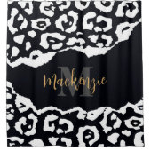 Rideaux De Douche Empreinte de léopard noir et blanc (Devant)