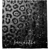 Rideaux De Douche Empreinte de léopard noir et Parties scintillant (Devant)