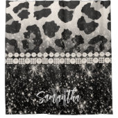 Rideaux De Douche Empreinte de léopard Parties scintillant argent (Devant)