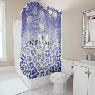 Rideaux De Douche Empreinte de léopard Parties scintillant bleue