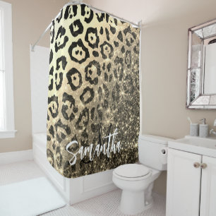 Rideaux De Douche Empreinte de léopard Parties scintillant d'or