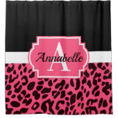 Rideaux De Douche Empreinte de léopard rose (Devant)