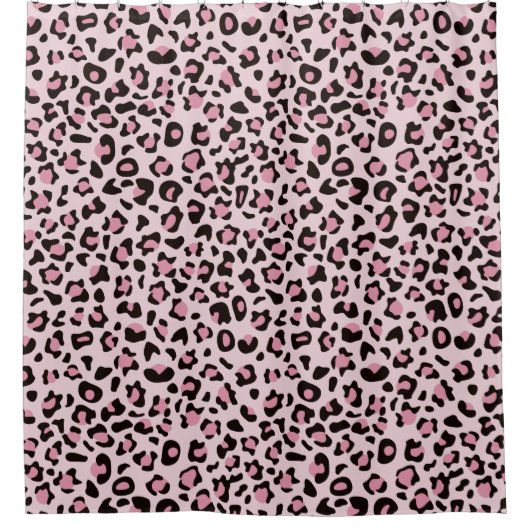 Rideaux De Douche Empreinte de léopard rose (Devant)