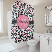 Rideaux De Douche Empreinte de léopard rose (En situation)