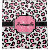 Rideaux De Douche Empreinte de léopard rose (Devant)