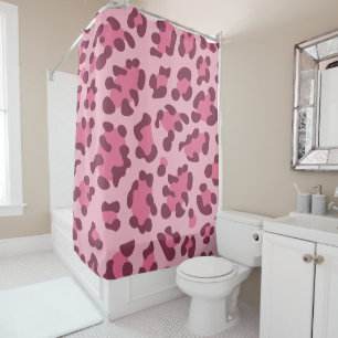 Rideaux De Douche Empreinte de léopard rose