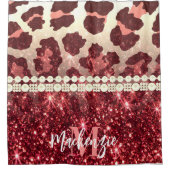 Rideaux De Douche Empreinte de léopard rose et Parties scintillant (Devant)