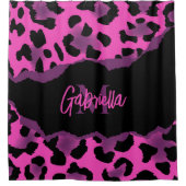 Rideaux De Douche Empreinte de léopard rose et violet (Devant)