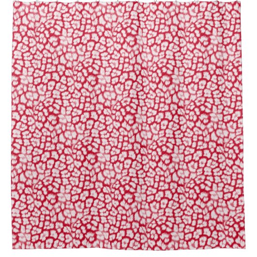 Rideaux De Douche Empreinte de léopard rouge et blanc (Devant)