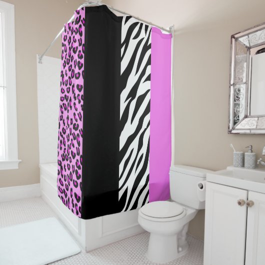Rideaux De Douche Empreinte de léopard, Zebra Print, Poster de anima (En situation)