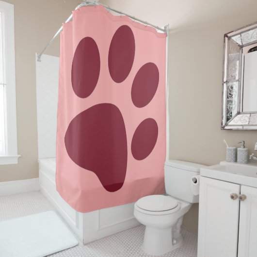 Rideaux De Douche Empreinte de patte d'animal Rubis Antique (En situation)