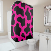 Rideaux De Douche empreinte de vache rose chaude (En situation)