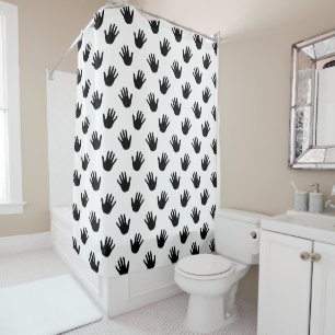 Rideaux De Douche Empreintes de mains à pois noirs et blancs
