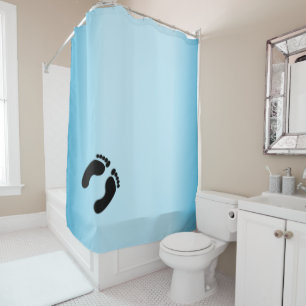 Rideaux De Douche Empreintes Pieds Nus Bleu
