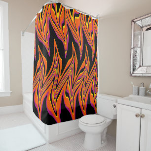 Rideaux De Douche En noir, rose, orange et jaune