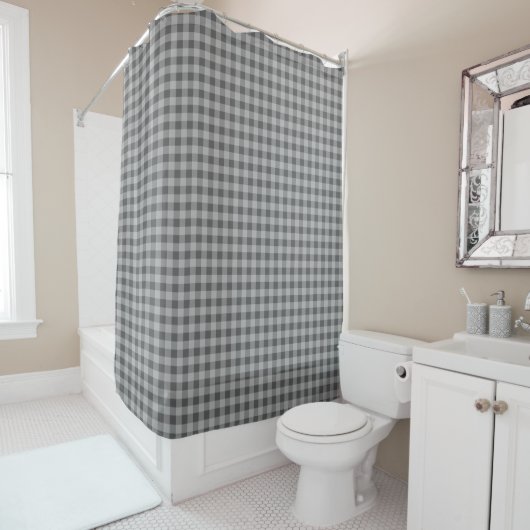 Rideaux De Douche En vichy rétro Plaid en gris (En situation)
