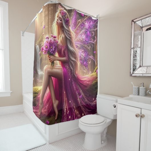 Rideaux De Douche Enchanted Fairy in the Forest (En situation)
