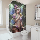 Rideaux De Douche Enchanted Forest Fairy with Golden Bird (En situation)