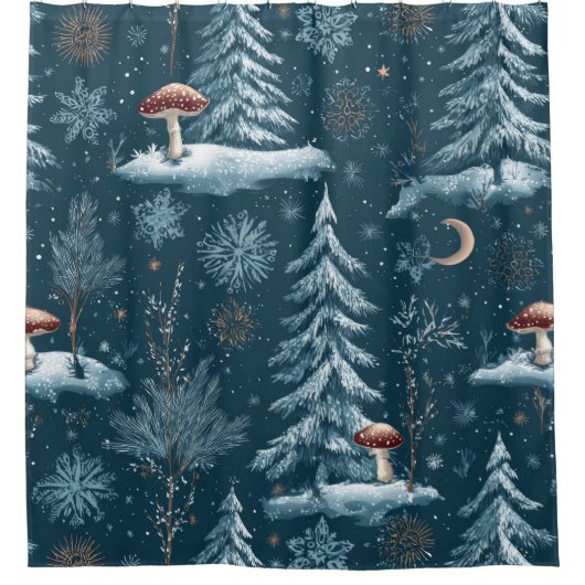 Rideaux De Douche Enchanted Winter Forest Night Pattern (1) (Devant)