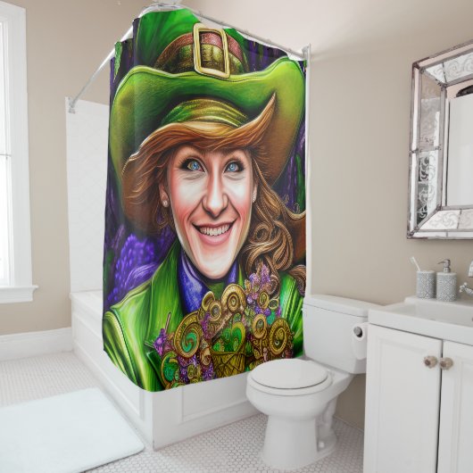 Rideaux De Douche Enchanter Green Leprechaun Inspiré d'oeuvres d'art (En situation)
