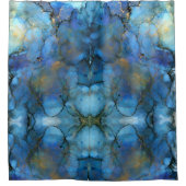 Rideaux De Douche Encre Abstraite bleu vert pourpre (Devant)