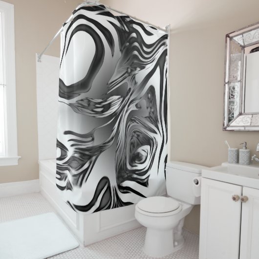 Rideaux De Douche Encre argentée Abstraite (En situation)
