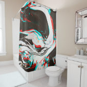 Rideaux De Douche Encre Marbrée : Texture Glitch Distortie. (En situation)
