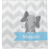 Rideaux De Douche Enfants bleus gris d'éléphant de Chevron (Devant)