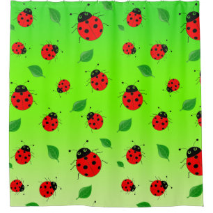 Rideaux De Douche Enfants mignons Red Ladybug Polka dot Spring Motif