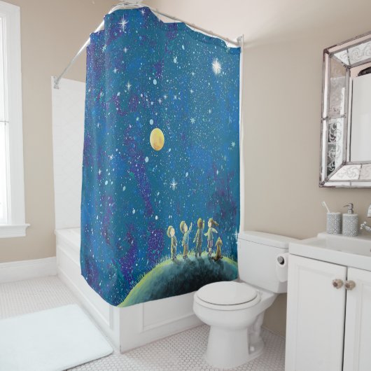 Rideaux De Douche Enfants Regardant Night Sky (En situation)