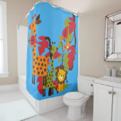 Rideaux De Douche Enfants Safari Animaux Giraffes Tiger Lion (En situation)