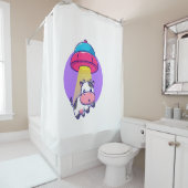 Rideaux De Douche Enlèvement alien de vache drôle mignon (En situation)