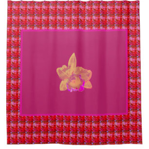 Rideaux De Douche Enorme Orchidée jaune et magenta en rouge