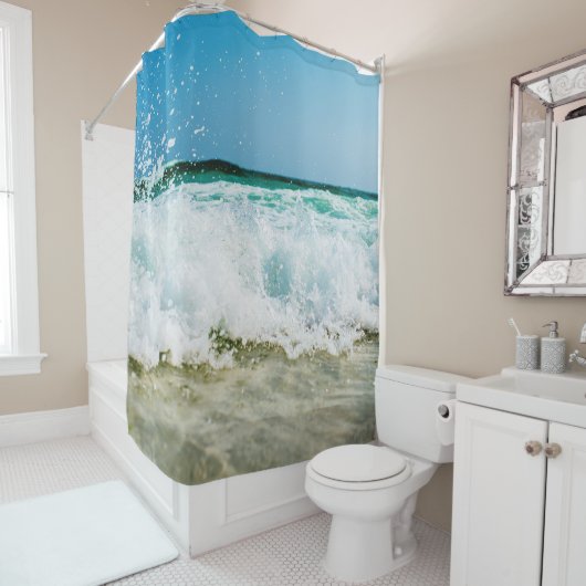 Rideaux De Douche Ensemble de bains Ocean Waves Beach (En situation)