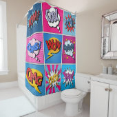 Rideaux De Douche Ensemble de bulles comiques. Expressions Bom, Cool (En situation)