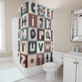 Rideaux De Douche Ensemble de lettres alphabétiques en style patchwo (En situation)