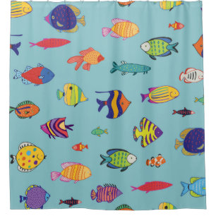 Rideaux De Douche Ensemble de poissons tropicaux. motif transparent