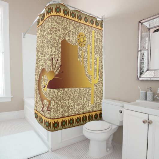 Rideaux De Douche Ensemble Kokopelli Mesa & Cactus #1 (En situation)