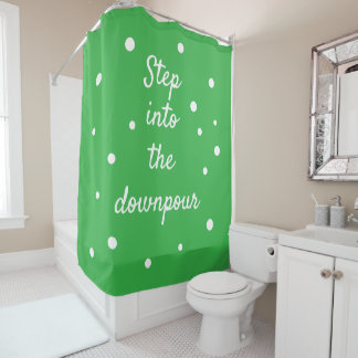 Rideaux De Douche Entrez Dans L'averse | Citation Inspirante Verte