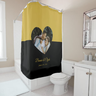 Rideaux De Douche Enveloppe de cœur couple doré et noir
