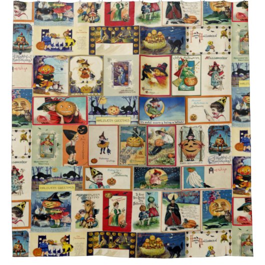 Rideaux De Douche Ephémère d'Halloween vintage (Devant)