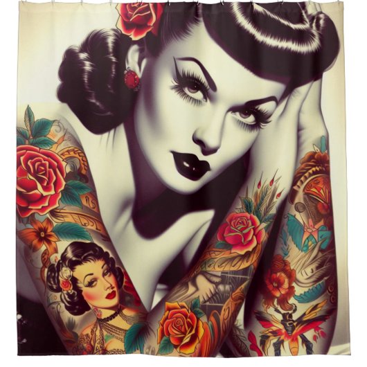 Rideaux De Douche Épingle de glam rétro (Devant)