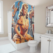 Rideaux De Douche Épingle de salsa rétro (En situation)