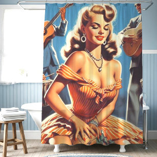 Rideaux De Douche Épingle de salsa rétro