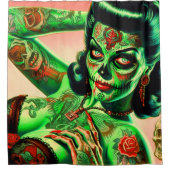 Rideaux De Douche Épingle Zombie tatouée (Devant)