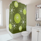 Rideaux De Douche Époque atomique Starburts Olive Green (En situation)