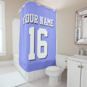 Rideaux De Douche Équipe de Jersey de sport bleu blanc Periwinkle (En situation)