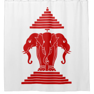 Rideaux De Douche Erawan: Trois éléphants en tête Lao / Drapeau L