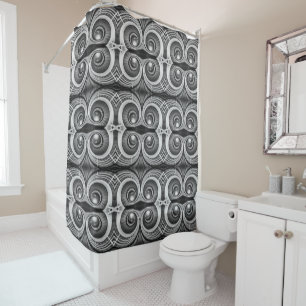 Rideaux De Douche Escalier noir et blanc moyen motif