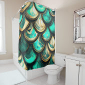 Rideaux De Douche "Escaliers Turquoises et dorés pour sirènes" (En situation)